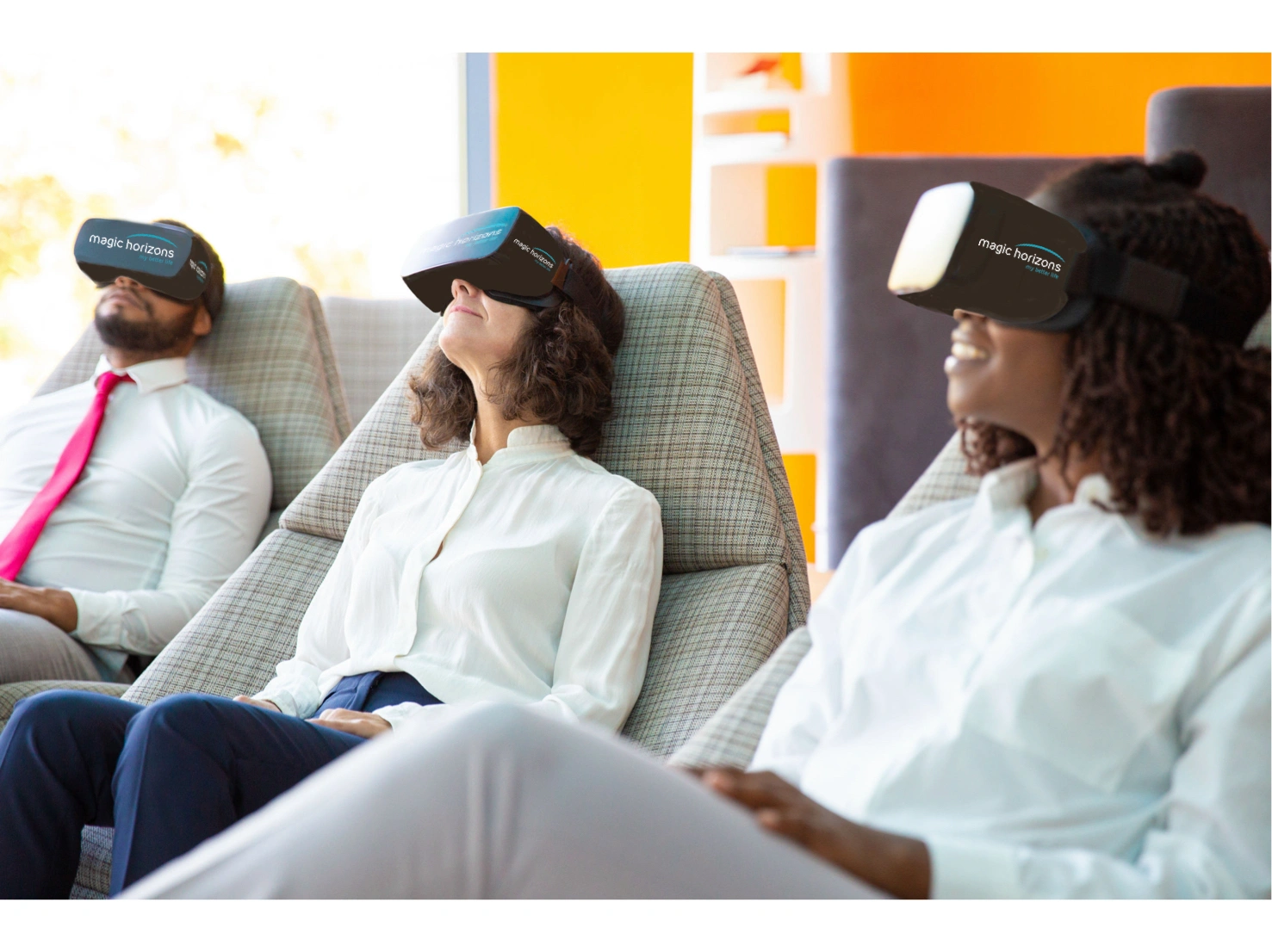 Employee using a virtual reality headset